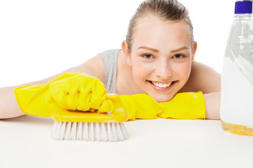 Manager assessing a customer issue in a cleaning service